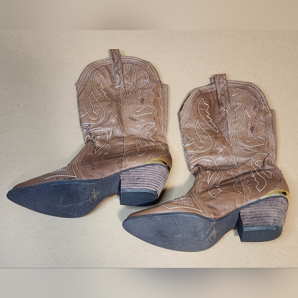 REBA TAN LEATHER Western COWGIRL Boots RB-Backstage Women's US Size 9 - Picture 6 of 11